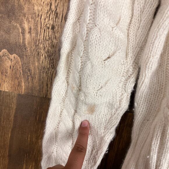 Banana Republic Womens Sweater Ivory Cable Knit Rabbit Hair Wool Blend Large - Picture 12 of 13